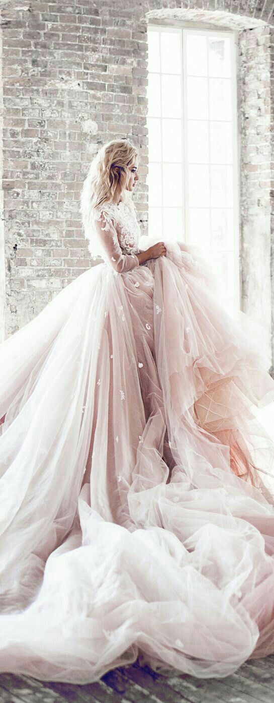 pastel pink wedding dress