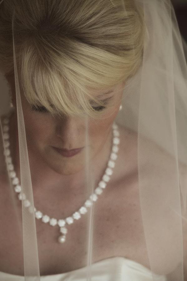 Bride wearing a veil over her head