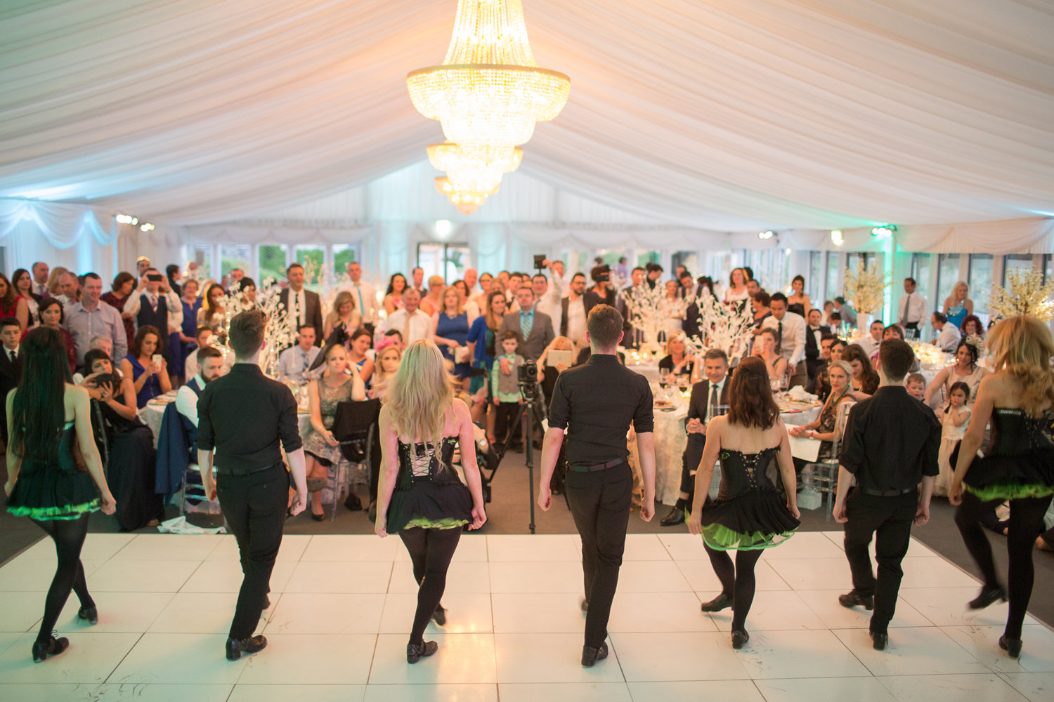 Irish dancers performing at a wedding