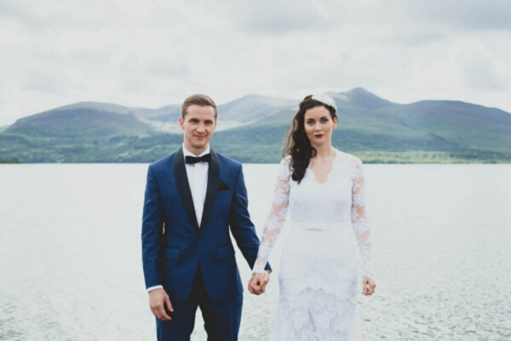 Couple with mountain background