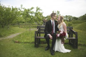 Bride & Groom on a banch