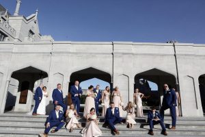 Wedding Party on Venue Stairs